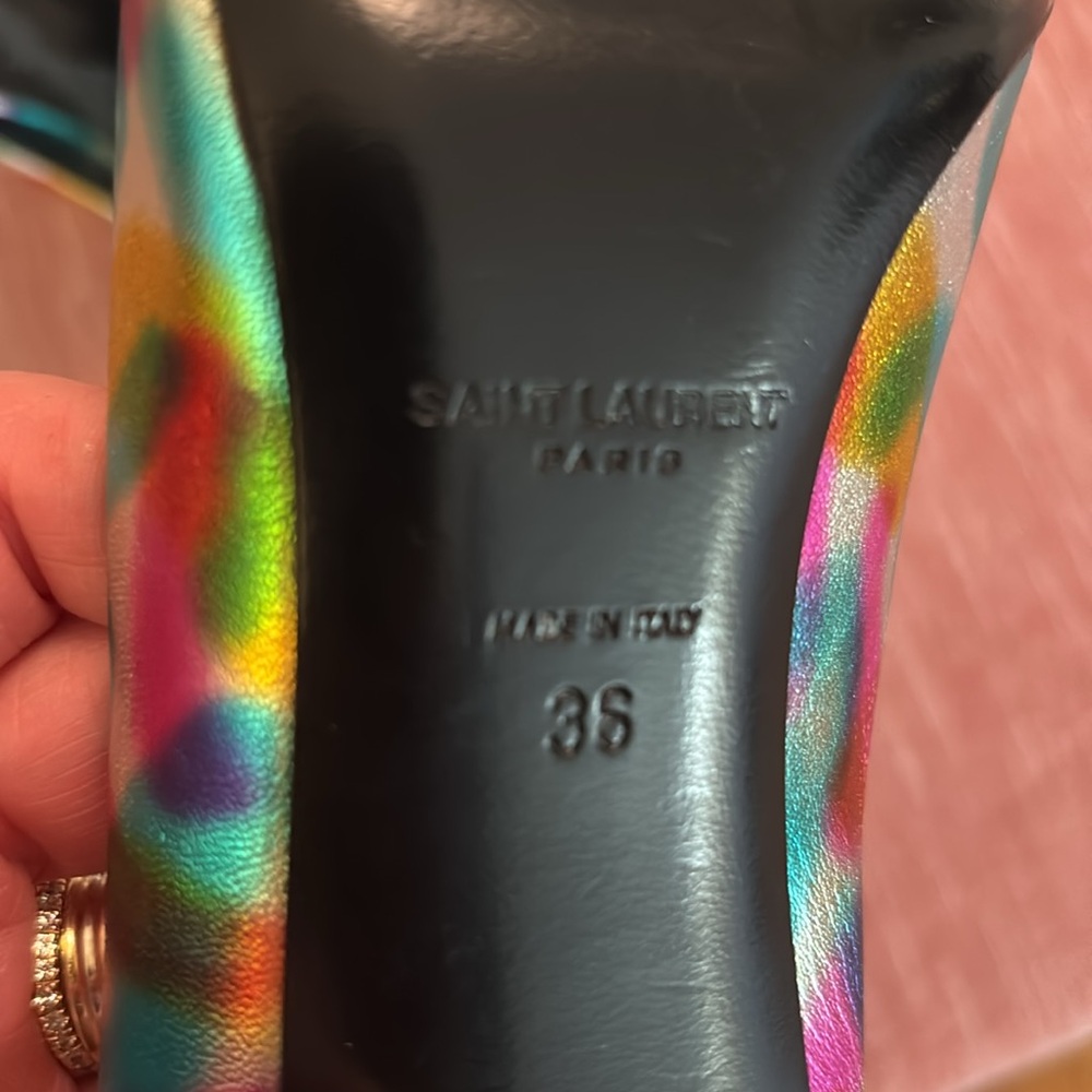 Saint Laurent Multicolor Iridescent Pointed Toe Pumps - Picture 9 of 11